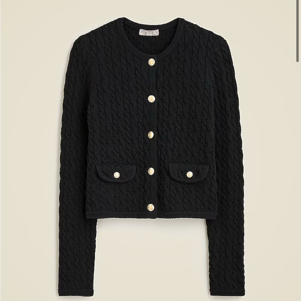 J. Crew Odette Cable-knit Cardigan with Gold Buttons NWT